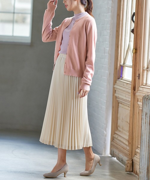 Honeys（ハニーズ）の「ヒアルロン酸クルーネックカーディガン（カーディガン/ボレロ・レディース・ネイビー/ブラック/ピンク/杢グレー/アイボリー/ライトブルー/ベージュ/イエロー・S/LL/M/L）」の16枚目の写真