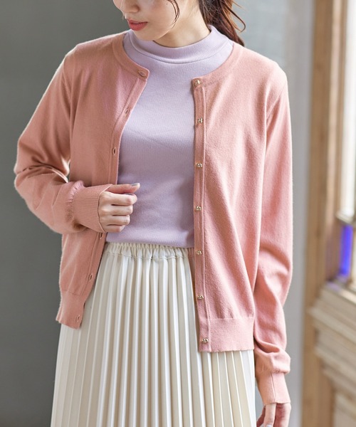 Honeys（ハニーズ）の「ヒアルロン酸クルーネックカーディガン（カーディガン/ボレロ・レディース・ネイビー/ブラック/ピンク/杢グレー/アイボリー/ライトブルー/ベージュ/イエロー・S/LL/M/L）」の17枚目の写真