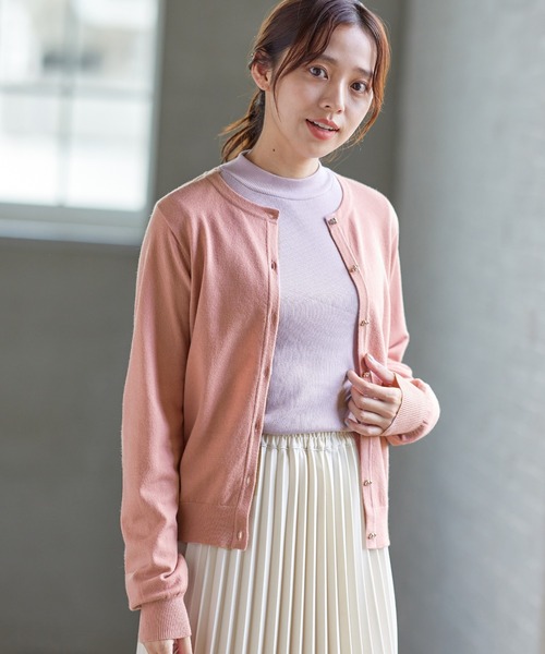 Honeys（ハニーズ）の「ヒアルロン酸クルーネックカーディガン（カーディガン/ボレロ・レディース・ネイビー/ブラック/ピンク/杢グレー/アイボリー/ライトブルー/ベージュ/イエロー・S/LL/M/L）」の18枚目の写真