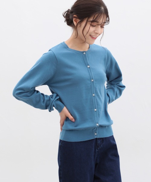 Honeys（ハニーズ）の「ヒアルロン酸クルーネックカーディガン（カーディガン/ボレロ・レディース・ネイビー/ブラック/ピンク/杢グレー/アイボリー/ライトブルー/ベージュ/イエロー・S/LL/M/L）」の20枚目の写真