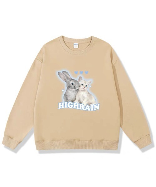 ROOPTOKYO（ループトウキョウ）の「▲ラビット＆キャット クルーネックスウェット（スウェット・レディース・チャコール/ホワイト/ブルー/ベージュ・S/L/M）」の3枚目の写真