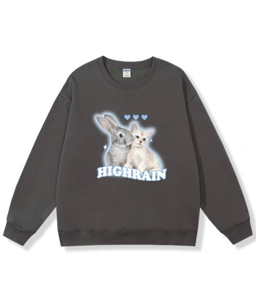 ROOPTOKYO（ループトウキョウ）の「▲ラビット＆キャット クルーネックスウェット（スウェット・レディース・チャコール/ホワイト/ブルー/ベージュ・S/L/M）」の2枚目の写真