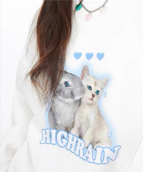 ROOPTOKYO（ループトウキョウ）の「▲ラビット＆キャット クルーネックスウェット（スウェット・レディース・チャコール/ホワイト/ブルー/ベージュ・S/L/M）」の8枚目の写真