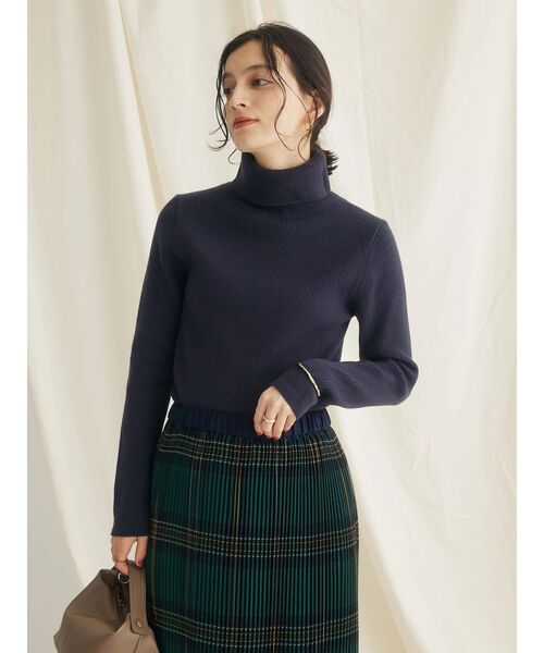 CRAFT STANDARD BOUTIQUE（クラフトスタンダードブティック）の「リブタートルネックニットプルオーバー（ニット/セーター・レディース・レッド/マスタード/アイボリー/ブルー/ネイビー/ブラック・L/M）」の10枚目の写真