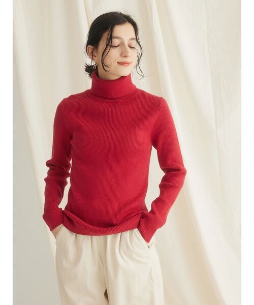 CRAFT STANDARD BOUTIQUE（クラフトスタンダードブティック）の「リブタートルネックニットプルオーバー（ニット/セーター・レディース・レッド/マスタード/アイボリー/ブルー/ネイビー/ブラック・L/M）」の18枚目の写真