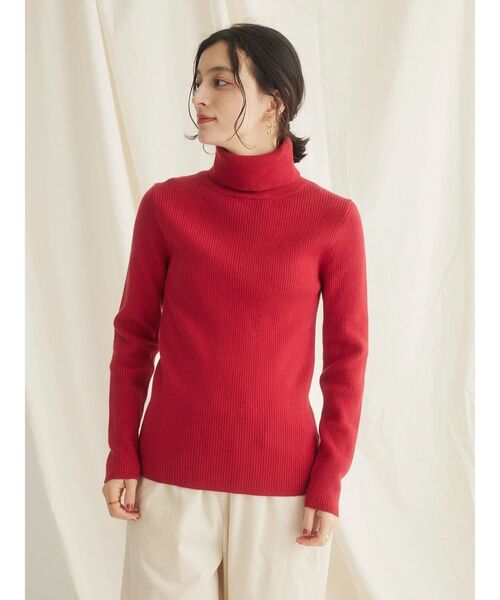CRAFT STANDARD BOUTIQUE（クラフトスタンダードブティック）の「リブタートルネックニットプルオーバー（ニット/セーター・レディース・レッド/マスタード/アイボリー/ブルー/ネイビー/ブラック・L/M）」の19枚目の写真