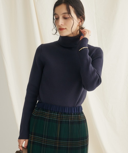 CRAFT STANDARD BOUTIQUE（クラフトスタンダードブティック）の「リブタートルネックニットプルオーバー（ニット/セーター・レディース・レッド/マスタード/アイボリー/ブルー/ネイビー/ブラック・L/M）」の3枚目の写真