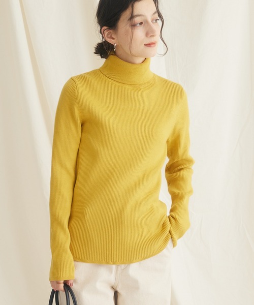 CRAFT STANDARD BOUTIQUE（クラフトスタンダードブティック）の「リブタートルネックニットプルオーバー（ニット/セーター・レディース・レッド/マスタード/アイボリー/ブルー/ネイビー/ブラック・L/M）」の5枚目の写真