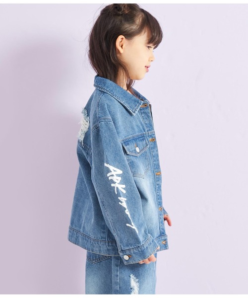 ANAP kids(アナップキッズ)の「APKダメージデニムGジャン(デニムジャケット・キッズ・ブルー/ブラック・120cm/110cm/130cm)」の19枚目の写真