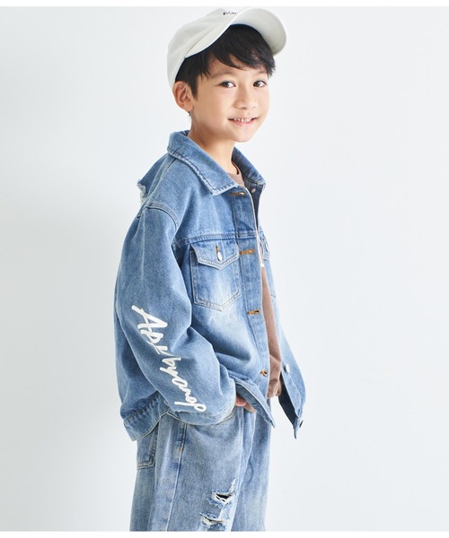 ANAP kids(アナップキッズ)の「APKダメージデニムGジャン(デニムジャケット・キッズ・ブルー/ブラック・120cm/110cm/130cm)」の16枚目の写真