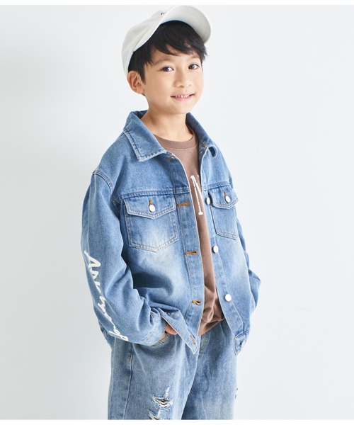 ANAP kids(アナップキッズ)の「APKダメージデニムGジャン(デニムジャケット・キッズ・ブルー/ブラック・120cm/110cm/130cm)」の15枚目の写真