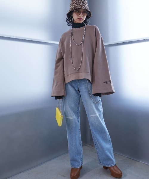 GEVS.(ジェイヴィス)の「<大きいサイズ> ワイドスリーブ裏起毛プルオーバー GEVS.(スウェット・レディース・モカ/ブラック・3L/5L/4L/LL/L)」の10枚目の写真