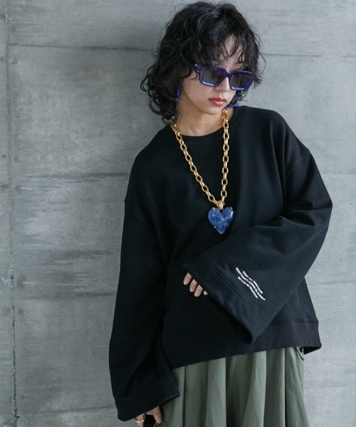 GEVS.(ジェイヴィス)の「<大きいサイズ> ワイドスリーブ裏起毛プルオーバー GEVS.(スウェット・レディース・モカ/ブラック・3L/5L/4L/LL/L)」の6枚目の写真