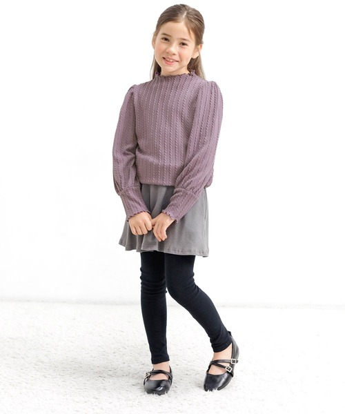 Bee des Bee(ビーデスビー)の「模様編み風ハイネックプルオーバー(その他トップス・キッズ・パープル系/アイボリー/ブラック/モカ・110cm/140cm/120cm/150cm/130cm/100cm)」の13枚目の写真