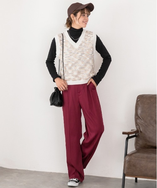 ad thie(アドティエ)の「滑らかストレッチ素材 プレーンタートル(Tシャツ/カットソー・レディース・ブラック/ピンク/ブラウン/チャコール/オフホワイト/ナチュラル・FREE/LL)」の13枚目の写真