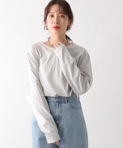 LEPSIM(レプシィム)の「アソートベーシックロンT 908523(Tシャツ/カットソー・レディース・ホワイト×ブラック/オフホワイト/グレー/チャコールグレー/グレイッシュベージュ・FREE)」の5枚目の写真