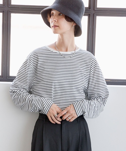 LEPSIM(レプシィム)の「アソートベーシックロンT 908523(Tシャツ/カットソー・レディース・ホワイト×ブラック/オフホワイト/グレー/チャコールグレー/グレイッシュベージュ・FREE)」の15枚目の写真