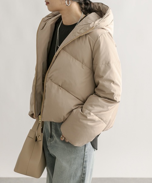 RIVE DROITE（リヴドロワ）の「フーディショートダウン（ダウンジャケット/コート・レディース・ブラック/ベージュ・FREE）」の8枚目の写真