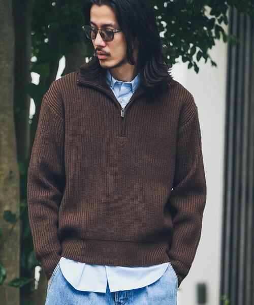 URBAN RESEARCH Sonny Label(アーバンリサーチサニーレーベル)の「『洗濯可』マシンウォッシャブルハーフZIPニットプルオーバー(ニット/セーター・メンズ・ブラウン/アイボリー/ブラック/グリーン・MEDIUM/LARGE)」の4枚目の写真