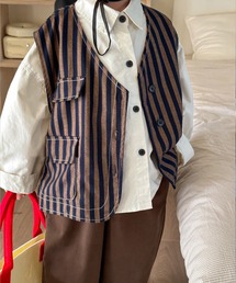 【aimoha-KIDS-】子供服　ユニセックスストライプ柄ベスト