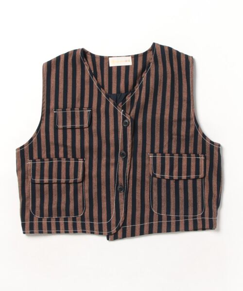 aimoha（アイモハ）の「【aimoha-KIDS-】子供服　ユニセックスストライプ柄ベスト（ベスト・キッズ・ブラウン/グリーン・140/100/130/120/110）」の6枚目の写真
