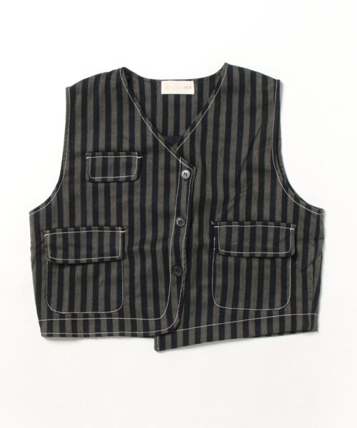 aimoha（アイモハ）の「【aimoha-KIDS-】子供服　ユニセックスストライプ柄ベスト（ベスト・キッズ・ブラウン/グリーン・140/100/130/120/110）」の5枚目の写真