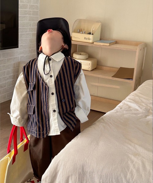 aimoha（アイモハ）の「【aimoha-KIDS-】子供服　ユニセックスストライプ柄ベスト（ベスト・キッズ・ブラウン/グリーン・140/100/130/120/110）」の12枚目の写真