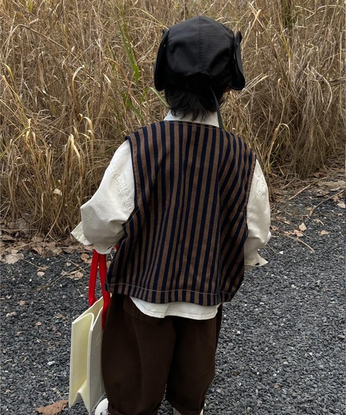 aimoha（アイモハ）の「【aimoha-KIDS-】子供服　ユニセックスストライプ柄ベスト（ベスト・キッズ・ブラウン/グリーン・140/100/130/120/110）」の10枚目の写真
