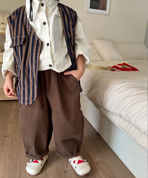aimoha（アイモハ）の「【aimoha-KIDS-】子供服　ユニセックスストライプ柄ベスト（ベスト・キッズ・ブラウン/グリーン・140/100/130/120/110）」の9枚目の写真