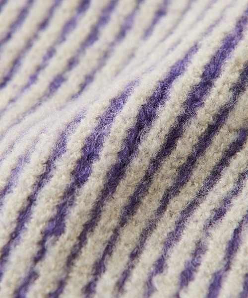 CUBE SUGAR(キューブシュガー)の「リバーシブルニットマフラー(マフラー・レディース・パープル/ネイビー/ホワイト/ブラック・M)」の12枚目の写真