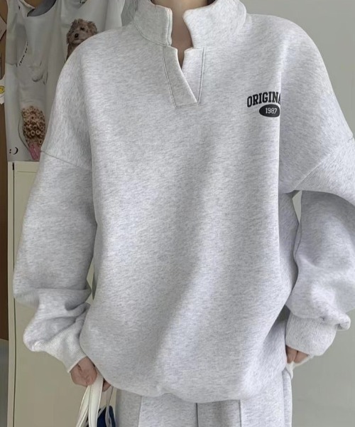 セール】【上下2点セット】ワンポイント 裏起毛スウェットセットアップ