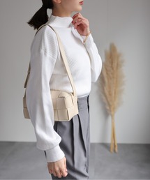 ボリュームスリーブ ボトルネックニットTOPS/ボリューム袖トップス