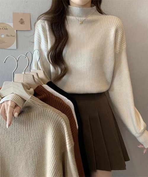 sakishimatokyo(サキシマトーキョー)の「ボリュームスリーブ ボトルネックニットTOPS/ボリューム袖トップス(ニット/セーター・レディース・ホワイト/ブラック/ライトベージュ/モカ・FREE)」の5枚目の写真