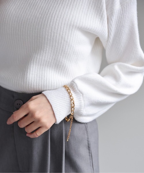 sakishimatokyo(サキシマトーキョー)の「ボリュームスリーブ ボトルネックニットTOPS/ボリューム袖トップス(ニット/セーター・レディース・ホワイト/ブラック/ライトベージュ/モカ・FREE)」の14枚目の写真