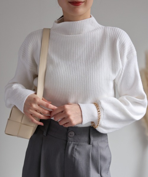sakishimatokyo(サキシマトーキョー)の「ボリュームスリーブ ボトルネックニットTOPS/ボリューム袖トップス(ニット/セーター・レディース・ホワイト/ブラック/ライトベージュ/モカ・FREE)」の16枚目の写真