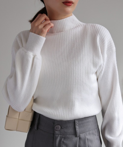 sakishimatokyo(サキシマトーキョー)の「ボリュームスリーブ ボトルネックニットTOPS/ボリューム袖トップス(ニット/セーター・レディース・ホワイト/ブラック/ライトベージュ/モカ・FREE)」の17枚目の写真