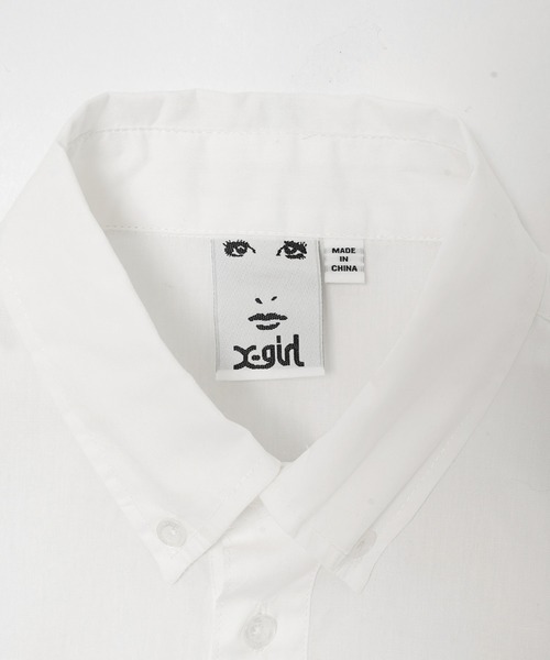 X-girl（エックスガール）の「CROPPED L/S SHIRT（シャツ/ブラウス・レディース・ライトブルー/ネイビー/ホワイト・M/S）」の5枚目の写真