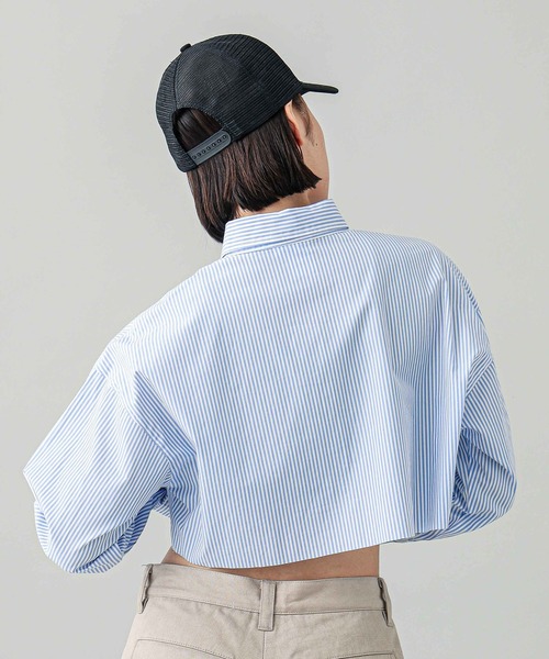 X-girl（エックスガール）の「CROPPED L/S SHIRT（シャツ/ブラウス・レディース・ライトブルー/ネイビー/ホワイト・M/S）」の11枚目の写真