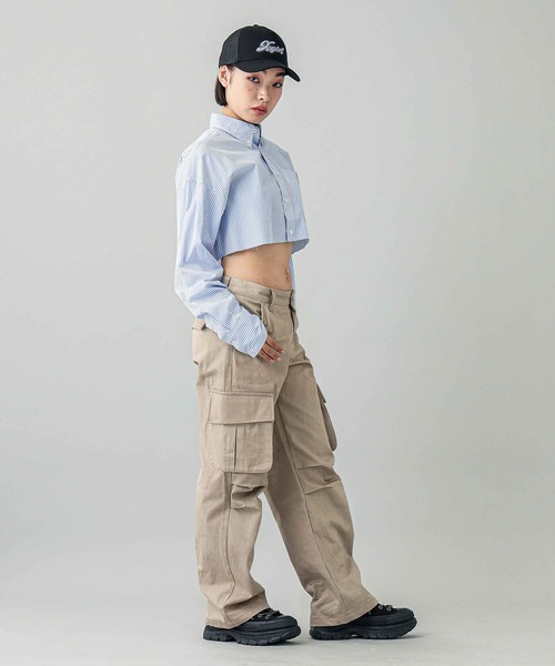 X-girl（エックスガール）の「CROPPED L/S SHIRT（シャツ/ブラウス・レディース・ライトブルー/ネイビー/ホワイト・M/S）」の15枚目の写真