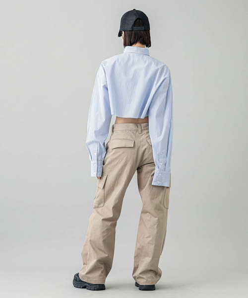 X-girl（エックスガール）の「CROPPED L/S SHIRT（シャツ/ブラウス・レディース・ライトブルー/ネイビー/ホワイト・M/S）」の17枚目の写真