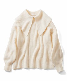 IEDIT | ＩＥＤＩＴ　ふんわりやわらかな片畦編みのケープカラーニット(ニット/セーター)