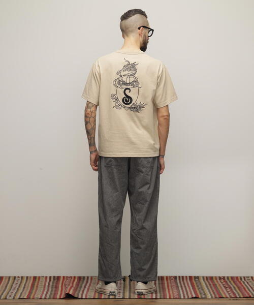 【セール】Schott/ショット/HENLEY TｰSHIRT 'CREST DRAGON EMB'/刺繍ヘンリーTシャツ 'クレスト ドラゴン'（Tシャツ/カットソー）｜schott（ショット）