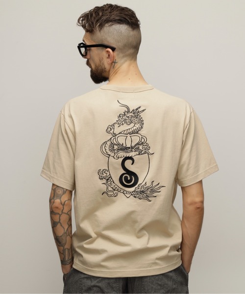 【セール】Schott/ショット/HENLEY TｰSHIRT 'CREST DRAGON EMB'/刺繍ヘンリーTシャツ 'クレスト ドラゴン'（Tシャツ/カットソー）｜schott（ショット）