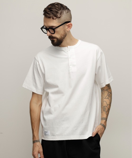 【セール】Schott/ショット/HENLEY TｰSHIRT 'CREST DRAGON EMB'/刺繍ヘンリーTシャツ 'クレスト ドラゴン'（Tシャツ/カットソー）｜schott（ショット）