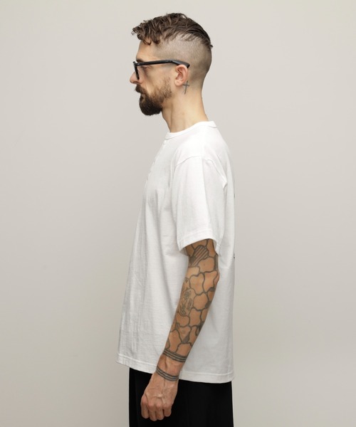 【セール】Schott/ショット/HENLEY TｰSHIRT 'CREST DRAGON EMB'/刺繍ヘンリーTシャツ 'クレスト ドラゴン'（Tシャツ/カットソー）｜schott（ショット）