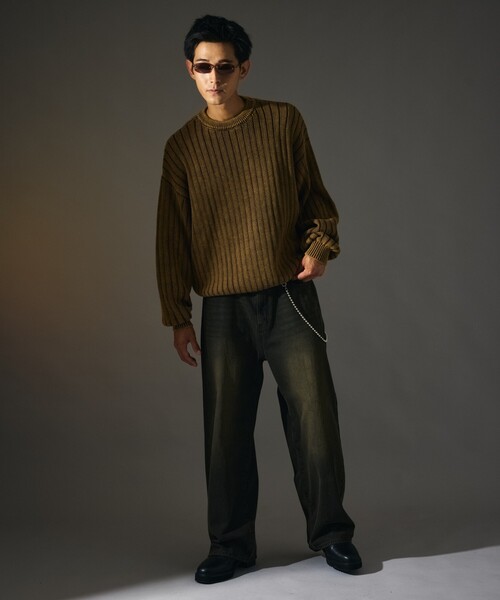 FREAK'S STORE（フリークスストア）の「限定展開 MR HEARTS/ミスターハーツ VINTAGE WASH WIDE STRAIGHT DENIM（デニムパンツ・メンズ・ライトインディゴブルー/インディゴブルー/ブラック/ブラウン/パープル/チャコールグレー/カモフラージュ/レオパード・SMALL/MEDIUM/LARGE）」の9枚目の写真