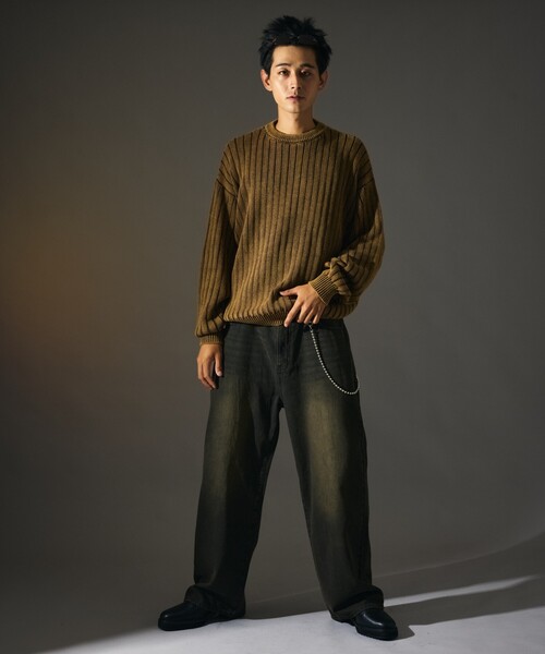 FREAK'S STORE（フリークスストア）の「限定展開 MR HEARTS/ミスターハーツ VINTAGE WASH WIDE STRAIGHT DENIM（デニムパンツ・メンズ・ライトインディゴブルー/インディゴブルー/ブラック/ブラウン/パープル/チャコールグレー/カモフラージュ/レオパード・SMALL/MEDIUM/LARGE）」の11枚目の写真