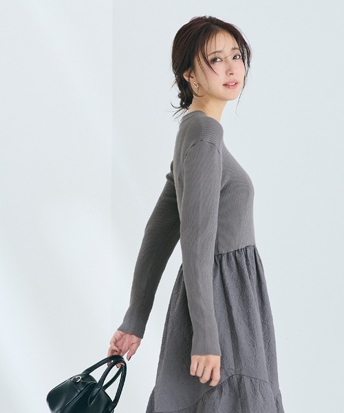 kouko様 上品エンボスニットドッキングワンピース（ワンピース）｜coca（coca