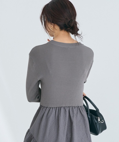 coca（coca）（コカ）の「上品エンボスニットドッキングワンピース（ワンピース・レディース・ネイビー/ブラック・ONE SIZE）」の5枚目の写真