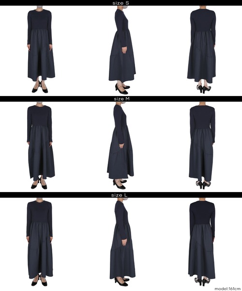 coca（coca）（コカ）の「上品エンボスニットドッキングワンピース（ワンピース・レディース・ネイビー/ブラック・ONE SIZE）」の14枚目の写真